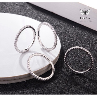 Nhẫn SK39 Bạc LoPa dáng 1 hàng full đá dáng mảnh mảnh bạc ta LoPa