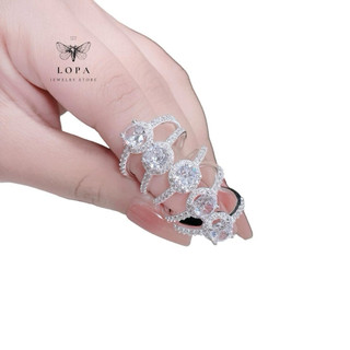 Nhẫn nữ bạc LoPa ( Giá 1 chiếc nhẫn), nhẫn mặt tròn đính đá lấp lánh SK25