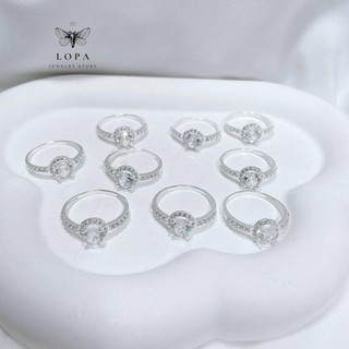 Nhẫn nữ bạc LoPa ( Giá 1 chiếc nhẫn), nhẫn mặt tròn đính đá lấp lánh SK25