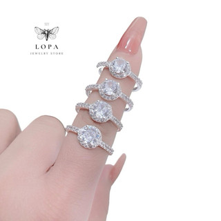 Nhẫn nữ bạc LoPa ( Giá 1 chiếc nhẫn), nhẫn mặt tròn đính đá lấp lánh SK25