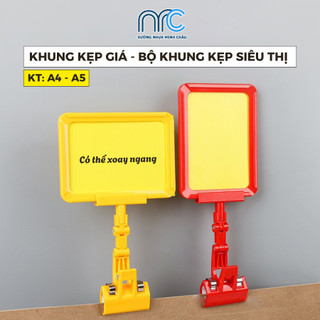 Kẹp bảng giá, wobbler quảng cáo siêu thị, cửa hàng thời trang...( Bộ đầy đủ kẹp ngàm robot + Khung nhựa + mang PVC)