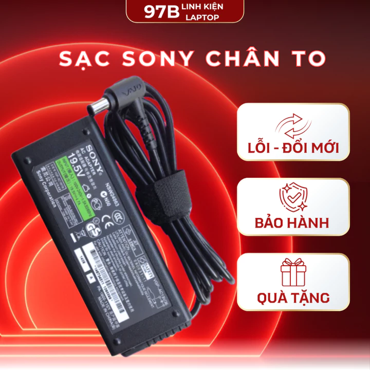 Sạc Laptop Sony Vaio 19.5V-3.9A/4.7A, Sạc laptop Sony, Sạc laptop Vaio, Sạc sony - BẢO HÀNH 12 THÁNG