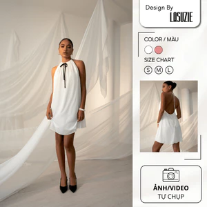 RIBBON DRESS - Đầm yếm CHIFFON thiết kế hở lưng gợi cảm kiểu dáng trang nhã nhẹ nhàng