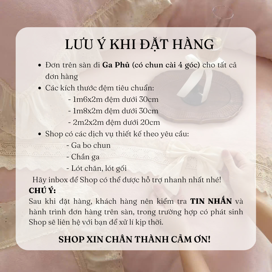 Bộ chăn ga gối nỉ ga trần MemMinbedding Luxury bèo nhúm kết hợp đường ren bèo trang nhã tiểu thư - (L4858)