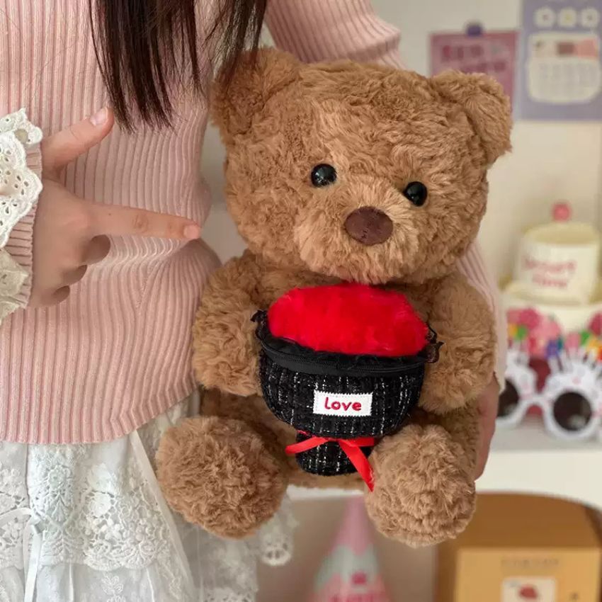 Gấu bông teddy ôm bó hoa dễ thương làm quà tặng sinh nhật, ngày lễ valentine cho bạn gái, người yêu
