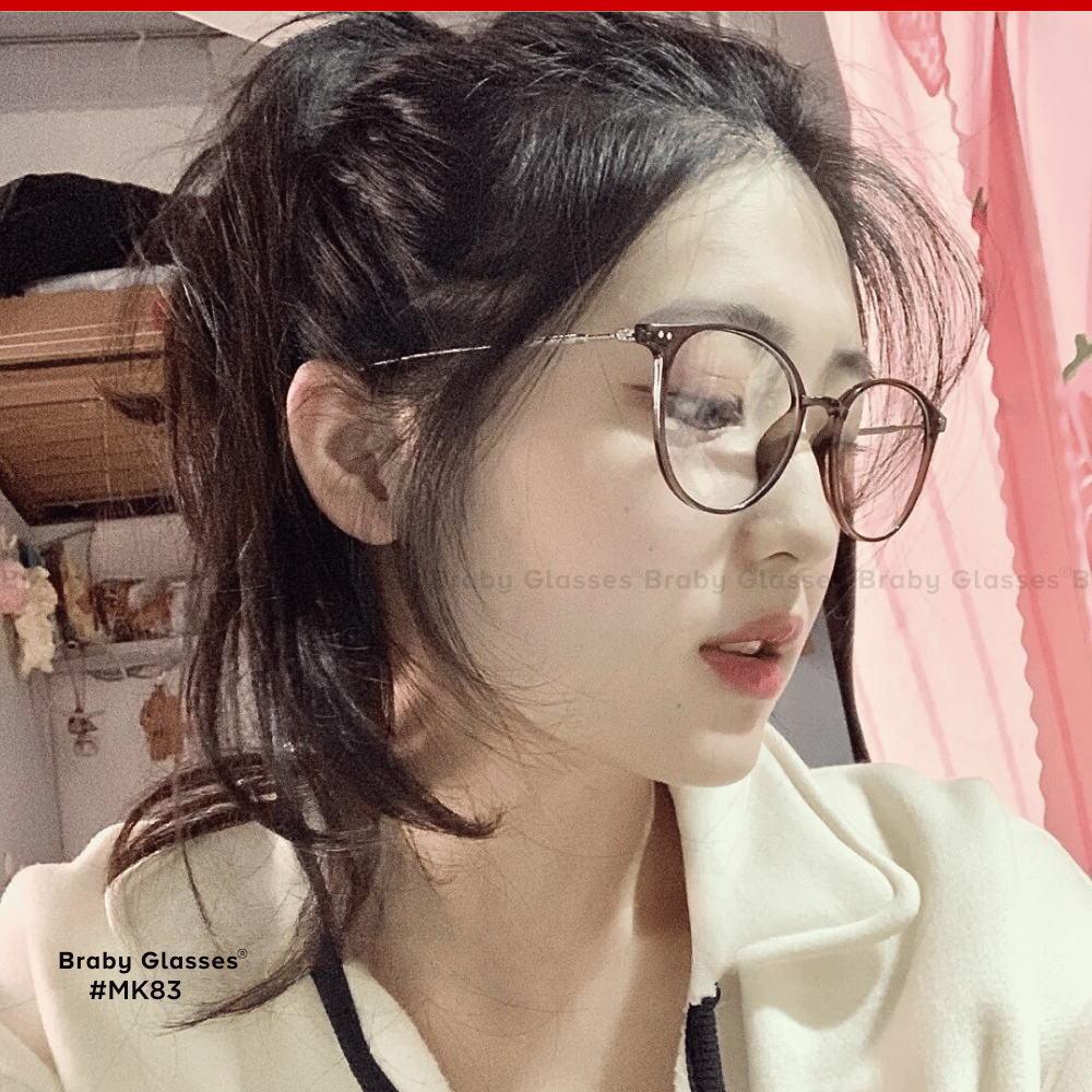 Gọng kính cận uniex tròng mắt tròn thời trang Braby Glasses chất liệu TR90 chống gãy cao cấp kiểu dáng trẻ trung MK83