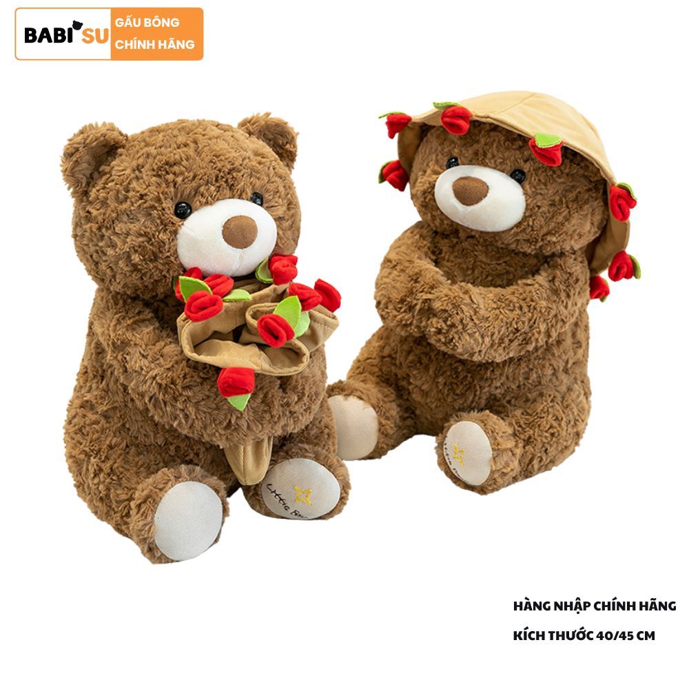 [VIẾT+TẶNG THIỆP] Gấu bông teddy đội mũ và ôm bó hoa dễ thương làm quà tặng sinh nhật,valentine cho bạn gái,người yêu