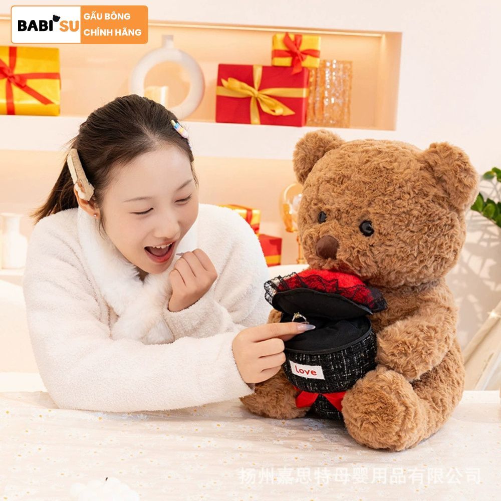 [ CÓ NGĂN ĐỰNG ĐỒ ] Gấu bông teddy ôm bó hoa hồng dễ thương làm quà tặng sinh nhật,valentine cho bạn gái,người yêu