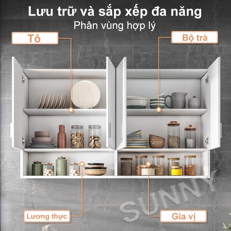 SUNNY Tủ treo tường gỗ nâng cấp chắc chắn bền đẹp lưu trữ lớn tiết kiệm không gian