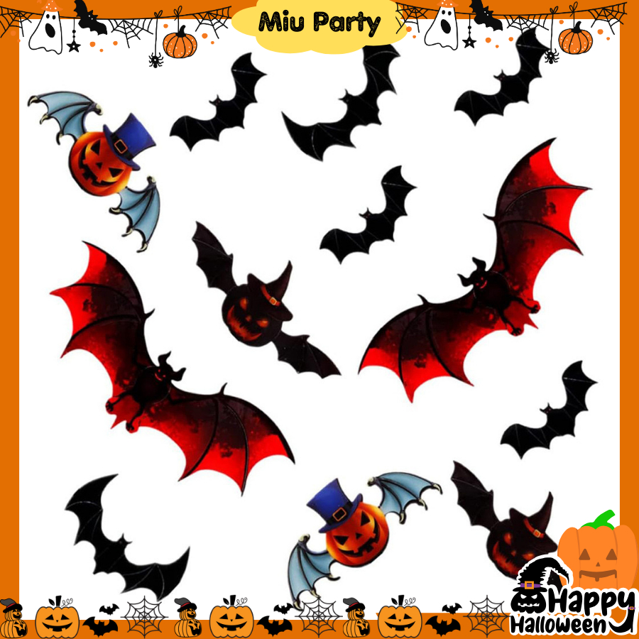 Set 12 Sticker Dơi 3D Nhiều Màu, Set Ma Trắng 3D, Set Bọ Đen Dán Tường ...