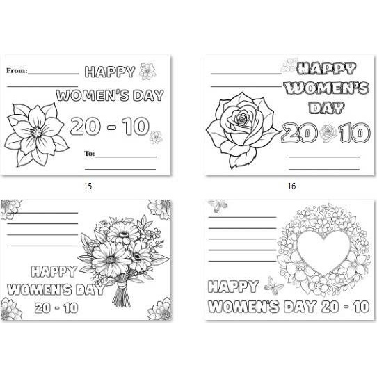 Set 12-20 thiệp tô màu chúc mừng ngày 20/10, 20/11, 8/3 để bé dành tặng cho bà, mẹ và cô những món quà bất ngờ thú vị