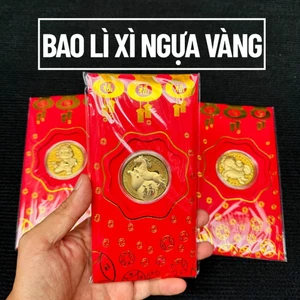 Bao Lì Xì Mạ Vàng Ngựa May Mắn Tài Lộc - Bao Lì Xì Mạ Vàng Thần Tài Tết 2026