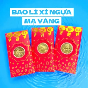 Bao lì xì con Ngựa mạ vàng , Bao lì xì Thần Tài quà tặng phong thủy, may mắn, tài lộc tết Bính Ngọ 2026