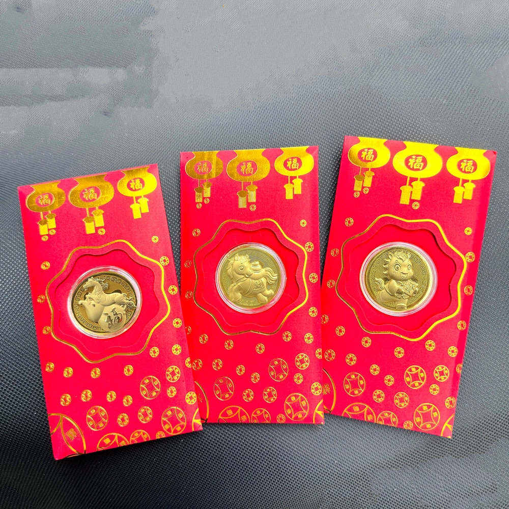 SỈ 10 Bao Lì Xì Ngựa Mạ Vàng Tết Ngọ May Mắn Tài Lộc - Bao Lì Xì Mạ Vàng Thần Tài Tết 2026