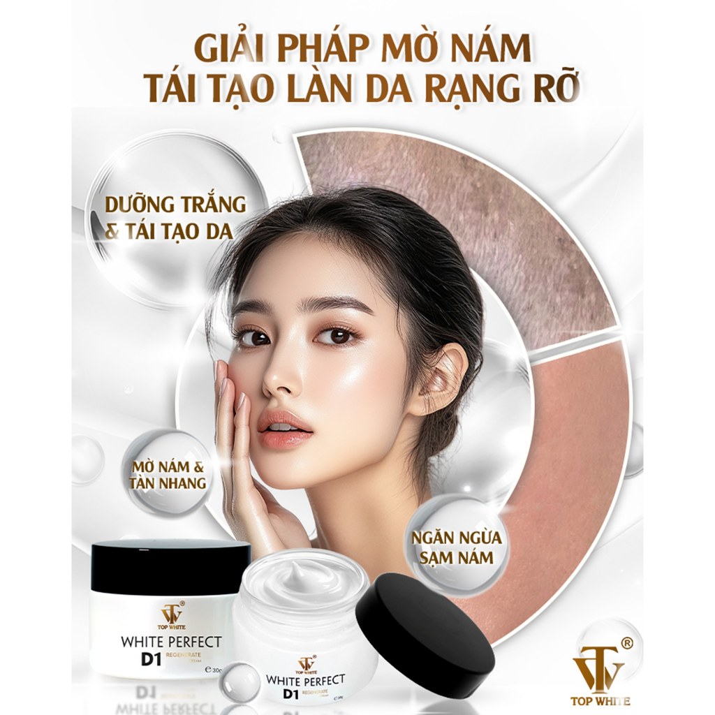 Kem giúp tái tạo da, làm mờ vết nám, tàn nhang, dưỡng trắng da Top White – White Perfect D1