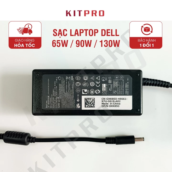 Sạc Laptop Dell 19.5V 65W 90W 130W Đầu Kim Chân Nhỏ Chân To Adapter Đủ Loại Dây Sạc Laptop Dell Inspiron Vostro Latitude