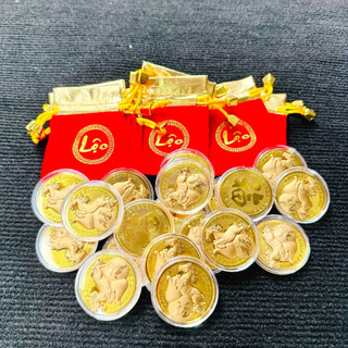 🌸BÁN CHẠY🌸 SỈ 10 Thỏi Ngựa Thần Tài Mạ Vàng Tặng Kèm Túi Nhung Phúc Lộc Phong Thủy May Mắn Tết 2026