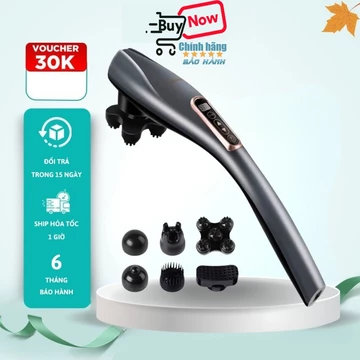 Máy massage đấm lưng cầm tay đa năng 6 đầu massage, máy massage cầm tay cao cấp, mát xa toàn thân giúp thư giãn cổ vai