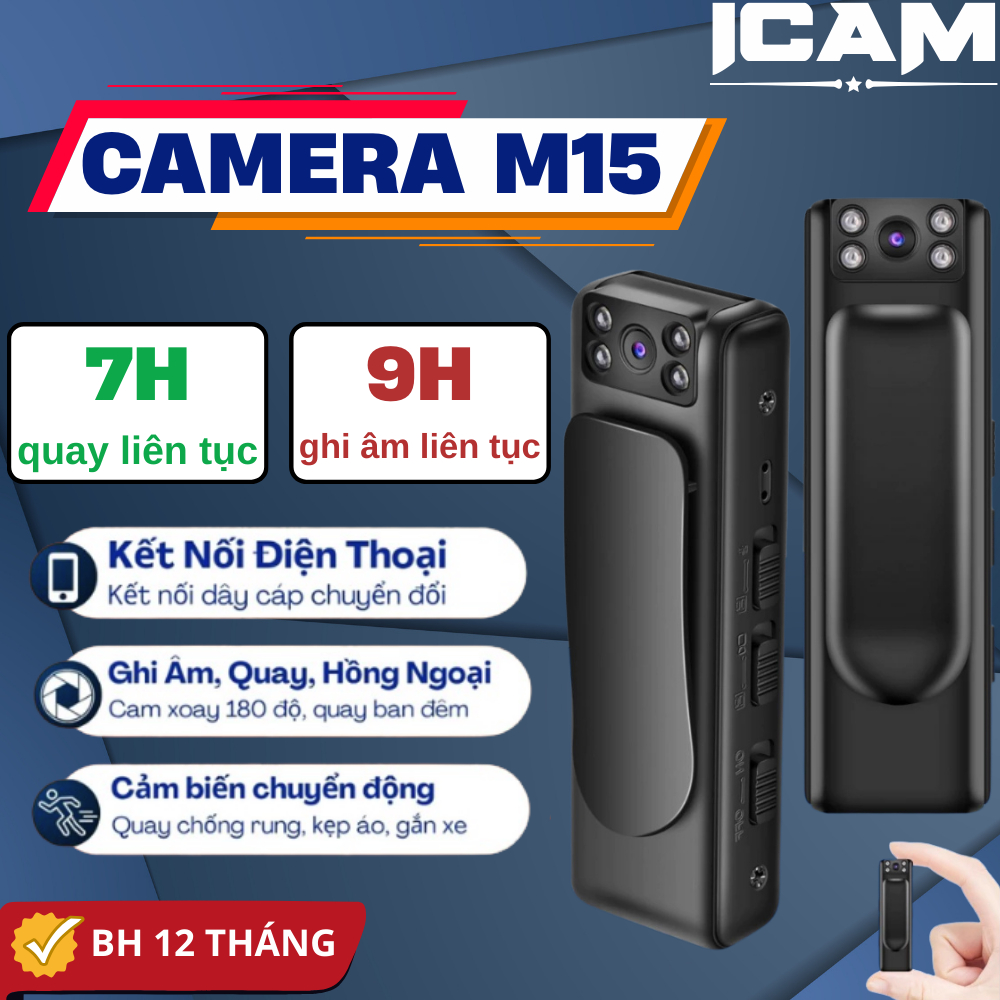 [HCM] Camera M15 Nhỏ Gọn Tiện Lợi – Quay Đêm Hồng Ngoại, Hút Từ Tính Mạnh, Camera không dây góc rộng