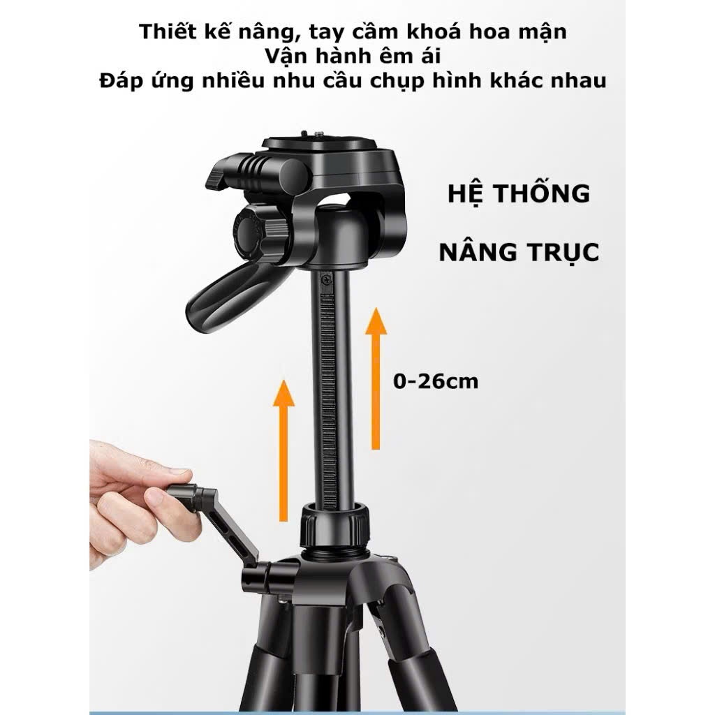 Chân Quay Máy Ảnh Điện Thoại Tripod kim loại 360° Tặng Kèm Remote, túi đeo, kẹp ĐT - Cao cấp - Chính Hãng HD Design