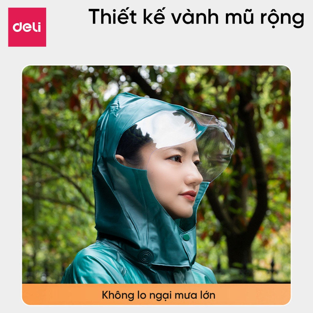 Áo mưa bộ nam nữ thời trang Deli cao cấp, quần áo mưa đi xe chống thấm nước vải PVC dày dặn, Bo chun chắc chắn