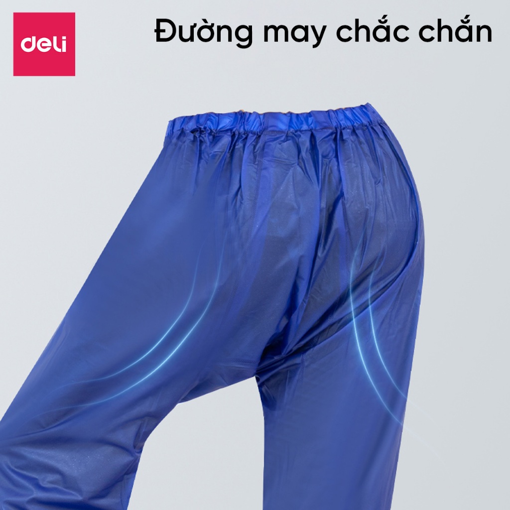 Áo mưa bộ nam nữ thời trang Deli cao cấp, quần áo mưa đi xe chống thấm nước vải PVC dày dặn, Bo chun chắc chắn