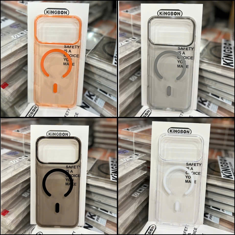 Ốp Lưng iPhone KiNGBON PC Nhự Màu Kèm Hỗ Trợ Sạc Không Dây Chống Ố cho iPhone 12 đến 17 Pro Max