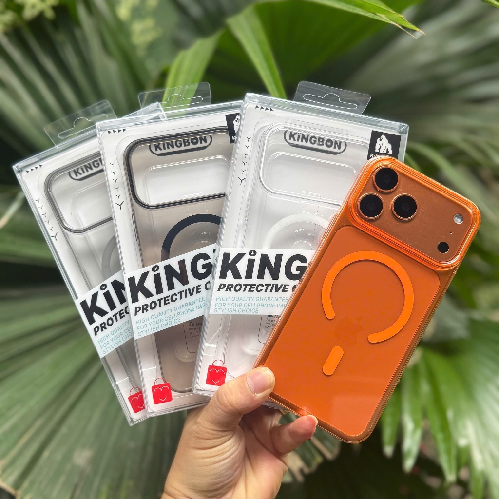 Ốp Lưng iPhone KiNGBON PC Nhự Màu Kèm Hỗ Trợ Sạc Không Dây Chống Ố cho iPhone 12 đến 17 Pro Max