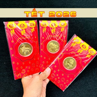 [HÓT] [SỈ 10 CÁI] Bao Lì Xì Ngựa Mạ Vàng Tết Bính Ngọ May Mắn Tài Lộc - Bao Lì Xì Mạ Vàng Thần Tài Tết 2026
