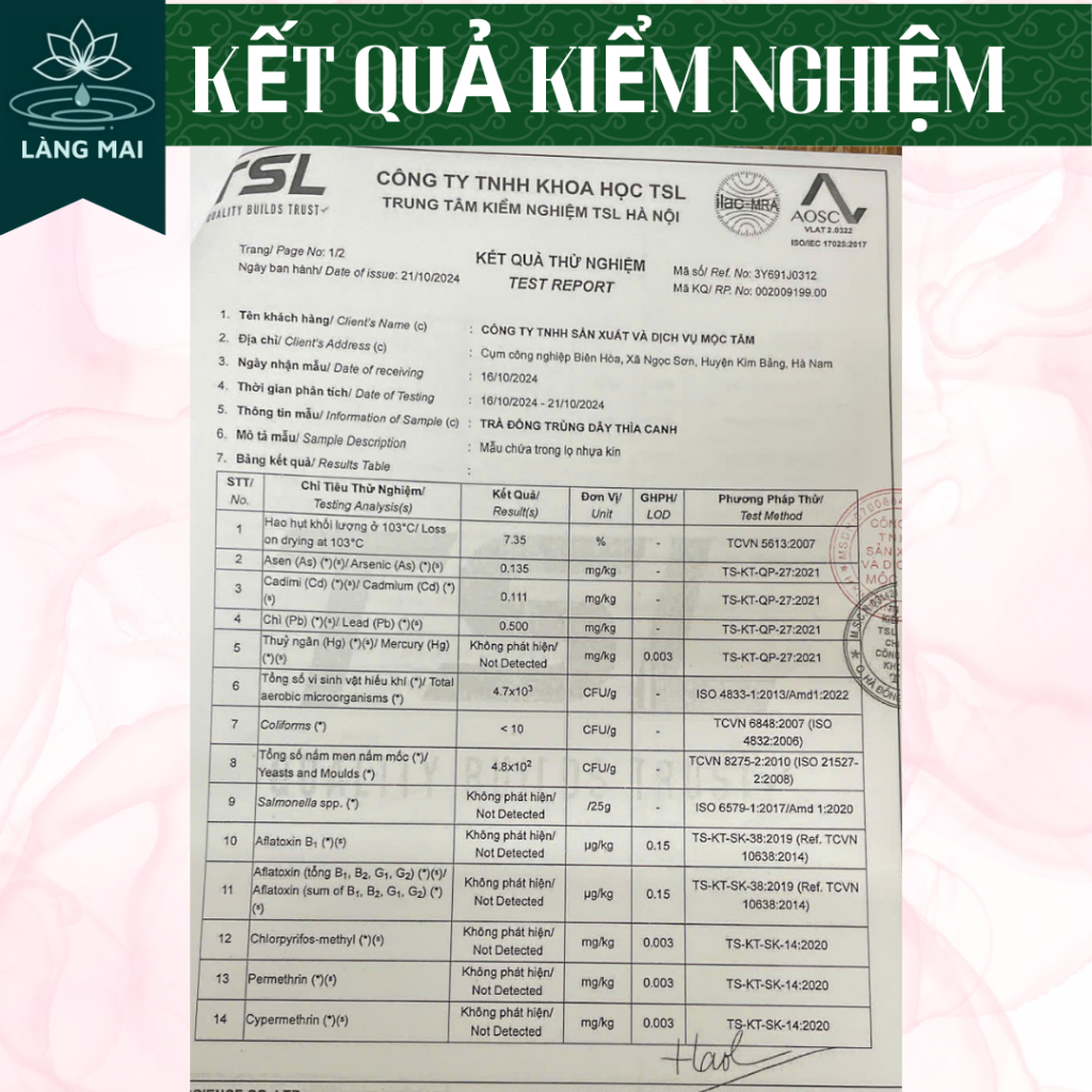 Trà Đông Trùng Dây Thìa Canh - Làng Mai - 7 Vị Thảo Dược Giúp Ổn Định Đường Huyết, An Toàn Lành Tính