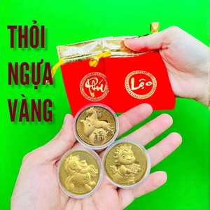 Xu Lá Vàng Ngựa Thần Tài May Mắn + Túi Gấm Phúc Lộc