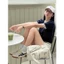 - Áo len ngắn tay cổ trong thêu nơ cúc giả cardigan basic 2 màu len lông thỏ ALC05