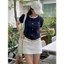 - Áo len ngắn tay cổ trong thêu nơ cúc giả cardigan basic 2 màu len lông thỏ ALC05