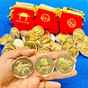 COMBO 10 Thỏi Ngựa Thần Tài Mạ Vàng 24k Kèm Túi Phúc Lộc Phong Thủy May Mắn Làm Quà Tặng Ý Nghĩa