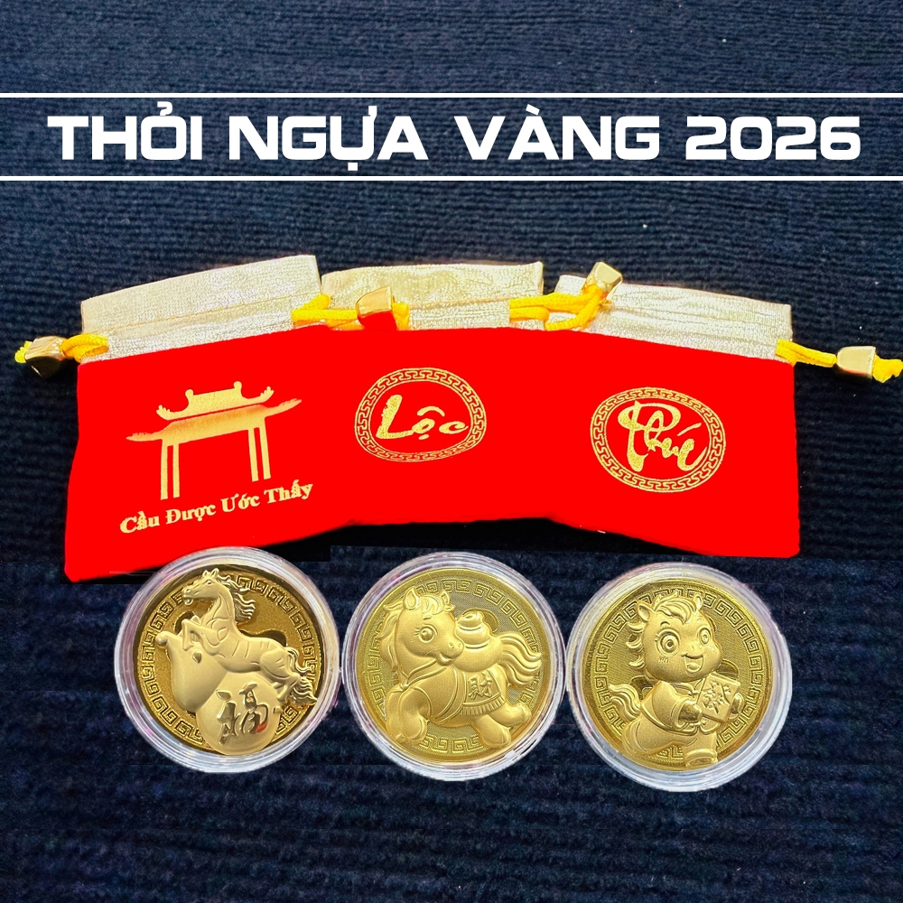 [TẾT 2026] Thỏi Ngựa Vàng Thần Tài may mắn tài lộc kèm túi Nhung trang trọng biếu tặng, Lì Xì Tết rất ý nghĩa