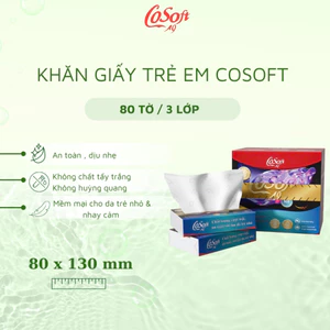 Khăn Giấy Đa Năng Cho Em Bé Và Da Nhạy Cảm – Dịu Nhẹ, An Toàn, Siêu Mềm - 80 Tờ, Giấy 3 Lớp