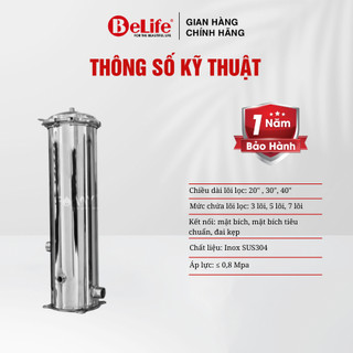 Phin lọc nước inox 304 loại 3 lõi, 5 lõi, 7 lõi (không kèm lõi)