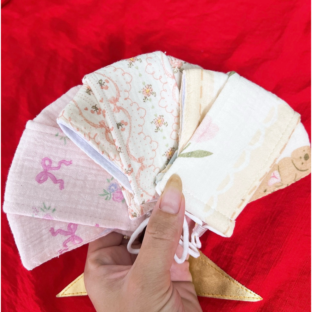 Combo Khẩu Trang Kháng Khuẩn Liena'S Closet Kèm Nút Điều Chỉnh Vải Xô Muslin An Toàn Cho Bé 0-12T