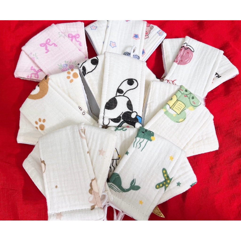 Combo Khẩu Trang Kháng Khuẩn Liena'S Closet Kèm Nút Điều Chỉnh Vải Xô Muslin An Toàn Cho Bé 0-12T