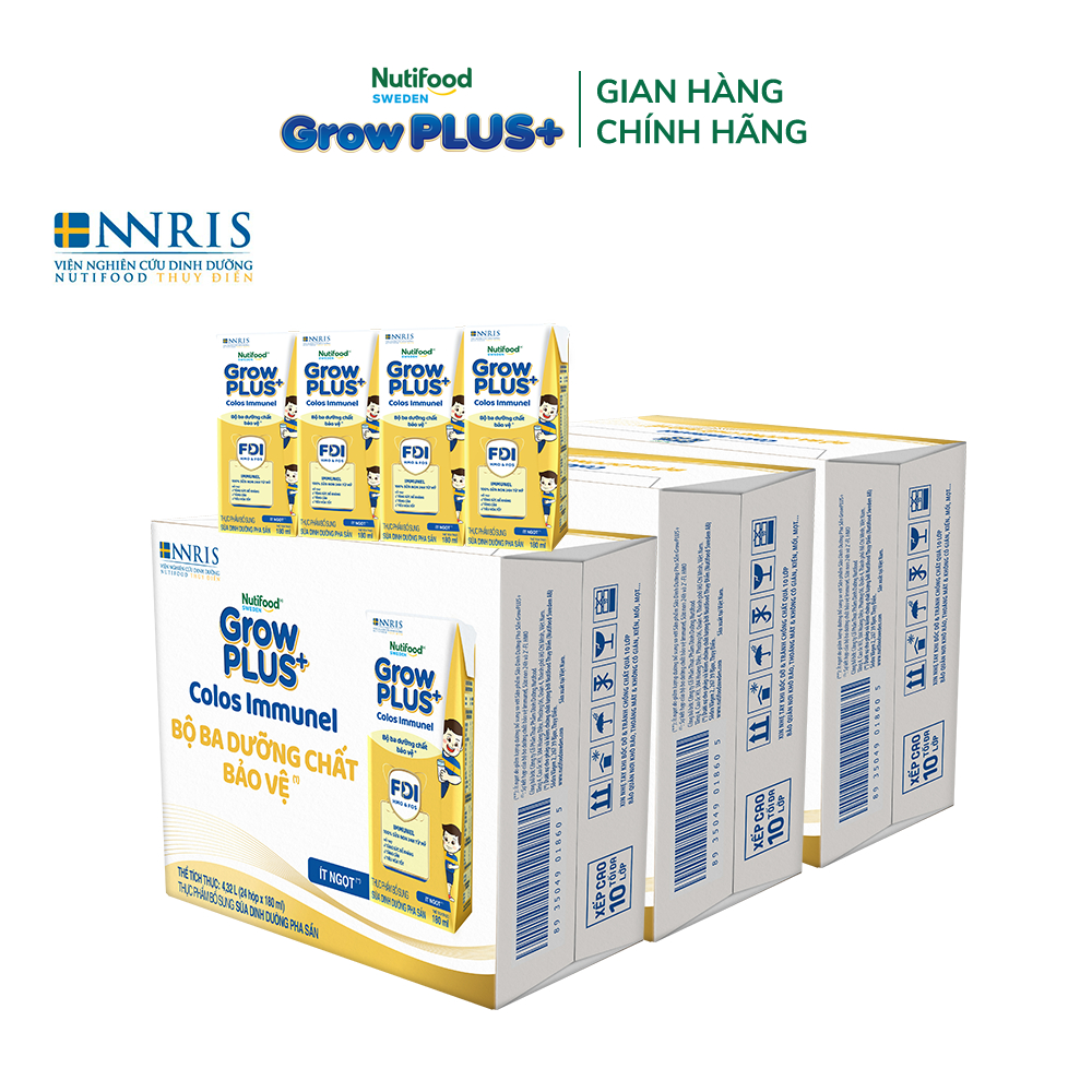 [SVIP] Combo 4 Thùng 24 hộp Sữa Bột Pha Sẵn Nutifood Sweden GrowPLUS+ Sữa Non Immunel hộp 110 ml (Bao bì tuỳ lô hàng)