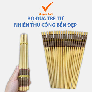 Bộ đũa tre tự nhiên thủ công mịn đẹp chống mốc bền chắc tiện lợi dùng trong gia đình, quán ăn