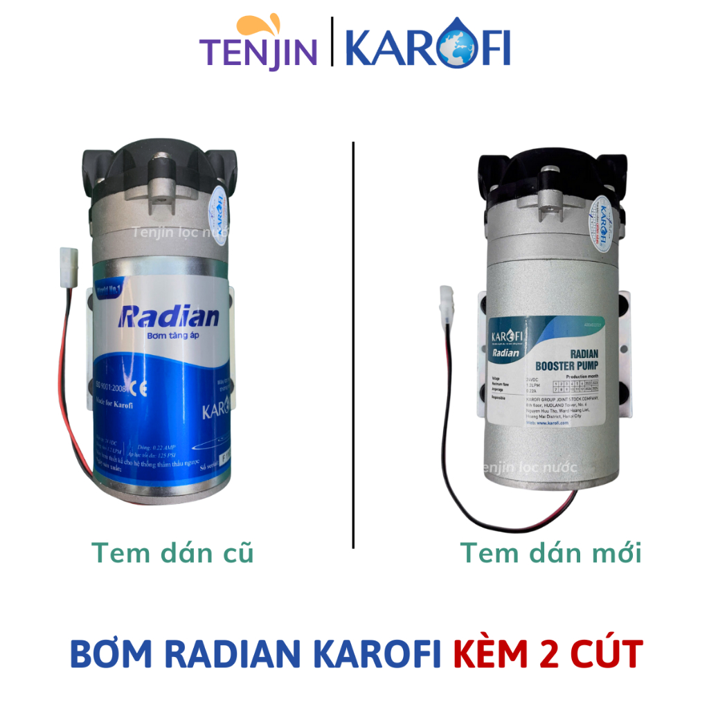 Bơm Tăng Áp 24V Radian Karofi Chính Hãng  Dùng Cho Máy Lọc Nước RO Có Tem Karofi Bảo Hành 12 Tháng