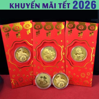 [HÓT] SET 10 CÁI - Bao Lì Xì Mạ Vàng Hình Con Ngựa  Tết 2026 làm quà tặng phong thủy Tết