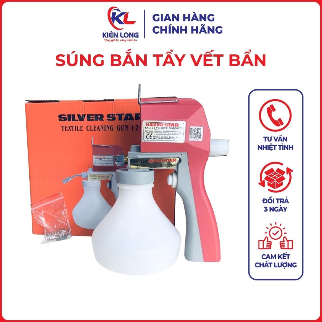 Súng Bắn Tẩy Vết Bẩn Chính Hãng Phụ Kiện Chất Tẩy Bằng Áp Lực Nước, Chuyên Dụng Sử Dụng Vải Ngành May Mặc SS 120