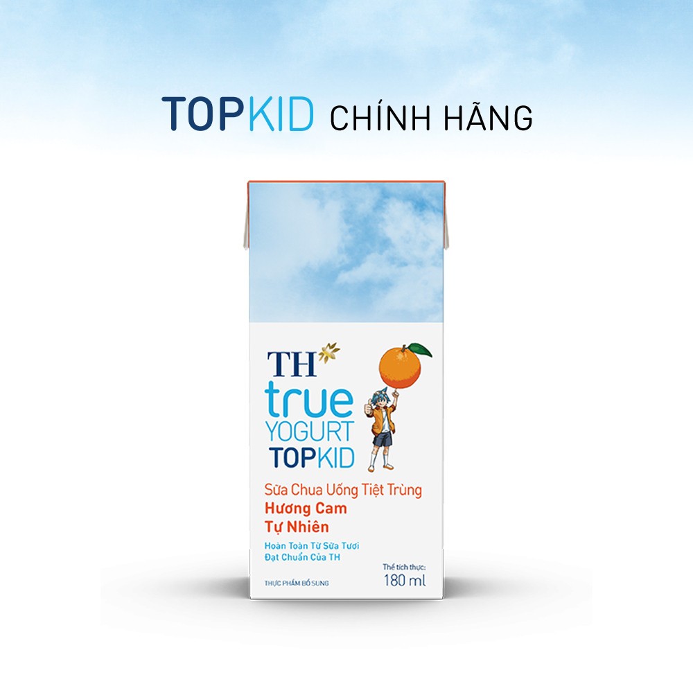 [Livestream] Thùng Sữa Chua Uống Tiệt Trùng TH true YOGURT TOPKID milk Hương Cam 180ml (48 Hộp)