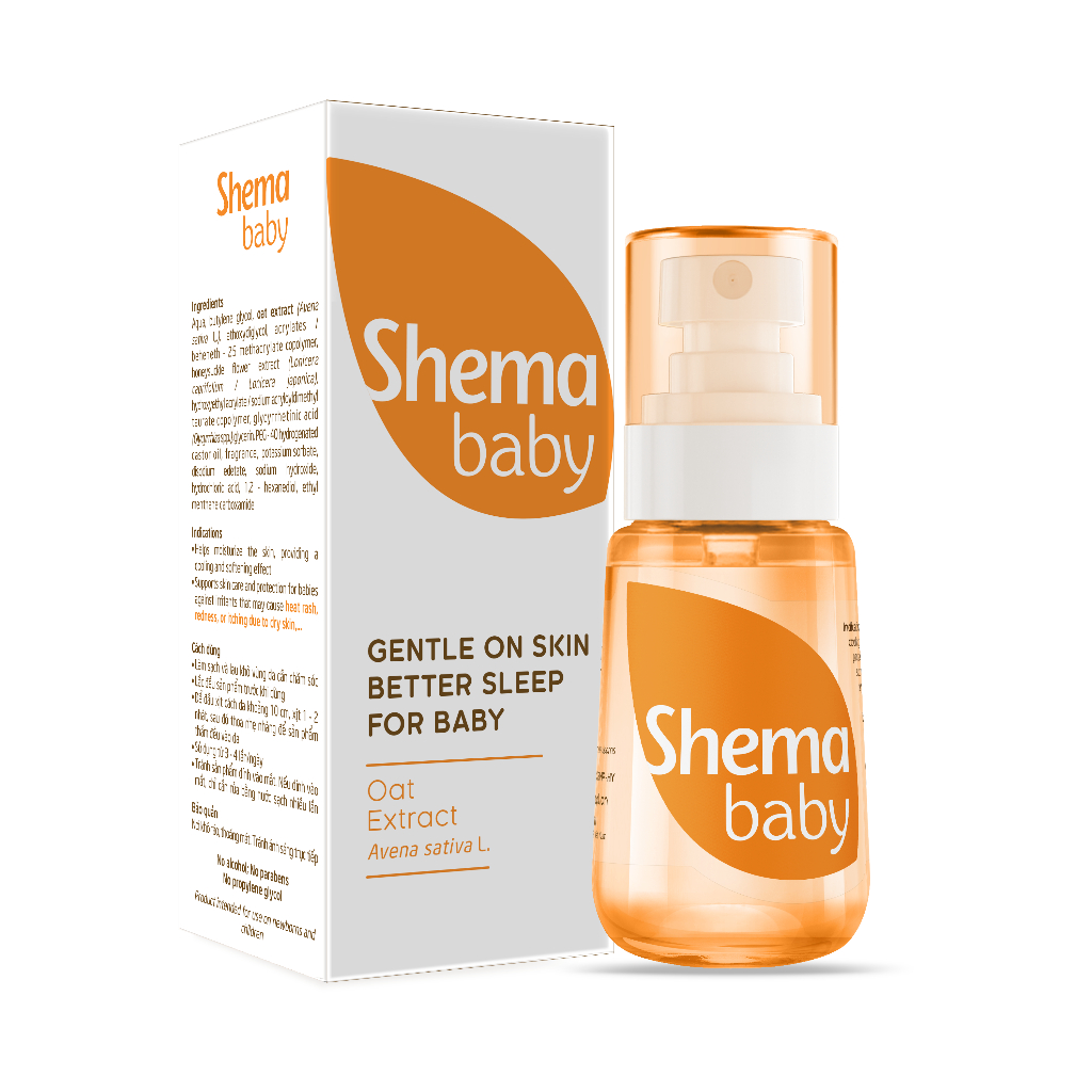 Xịt rôm sảy hăm tã SHEMA BABY 50ml hỗ trợ giảm rôm sảy, hăm tã và giúp làm mềm bảo vệ da cho bé - T302102004