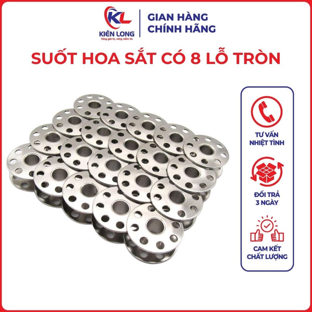 Suốt Hoa Sắt Có 8 Lỗ Tròn Dùng Cho Máy 1 Kim Công Nghiệp Ổ Nhỏ (Không Phải Suốt Máy Gia Đình)