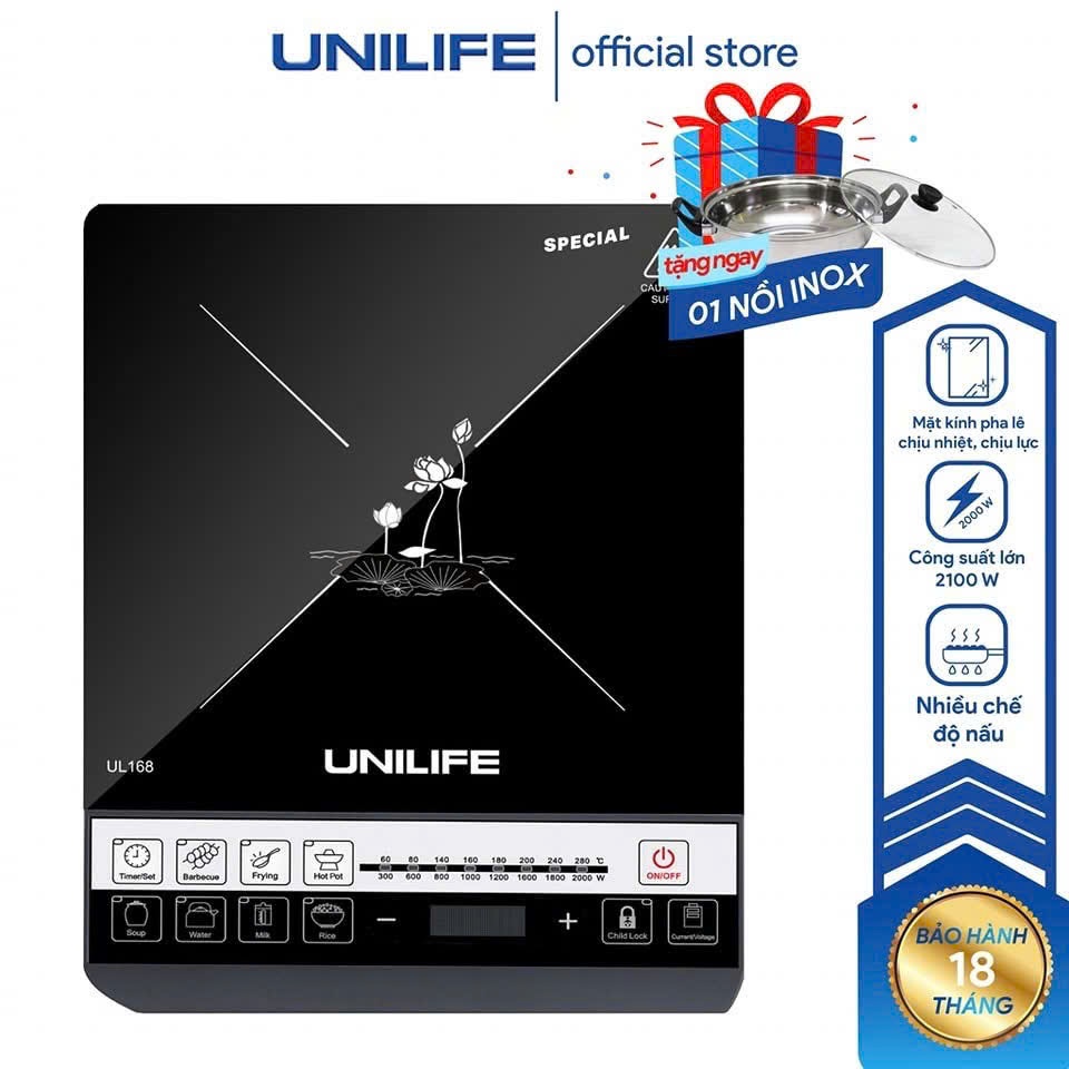 Bếp từ đơn UNIFILE -UL168 đa chức năng, tự động ngắt khi bếp quá tải CHÍNH HÃNG Bảo hành 12 tháng