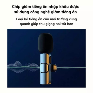 Mic Thu Âm Không Dây Model K9 Cài Áo, Lọc Tiếng Ồn, Hỗ Trợ Kết Nối Mọi Thiết Bị, Bảo Hành 2 Năm