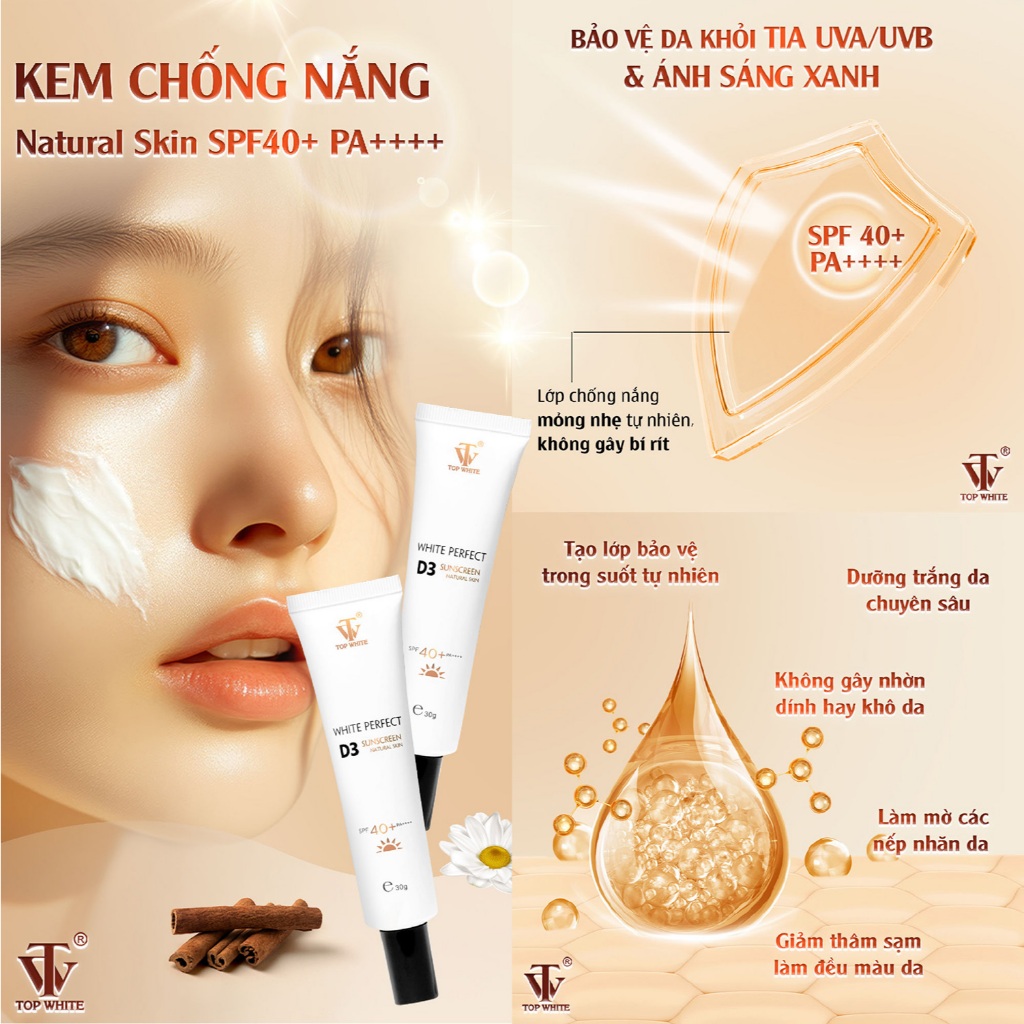 Kem chống nắng Top White- White Perfect D3 Sunscreen Glass Skin